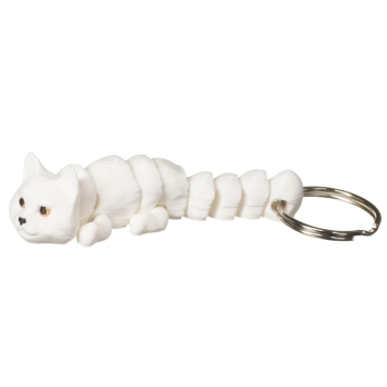 Kot munchkin biały brelok 3D do kluczy